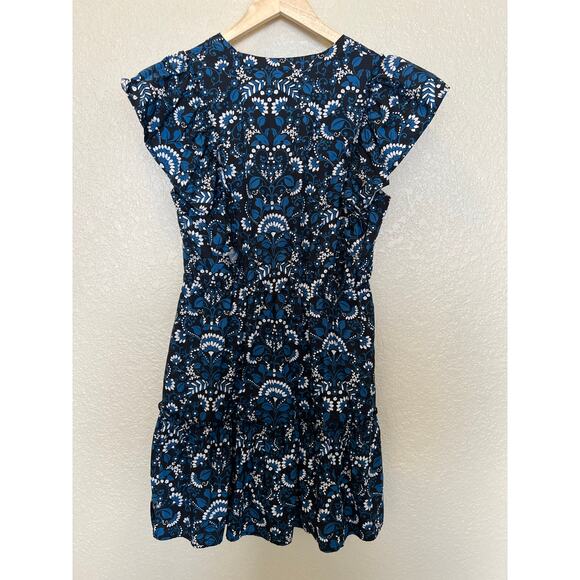 Sugarlips Etta Floral Ruffle Mini Dress Medium Blue Floral Mini Dress Paisley - Picture 3 of 9